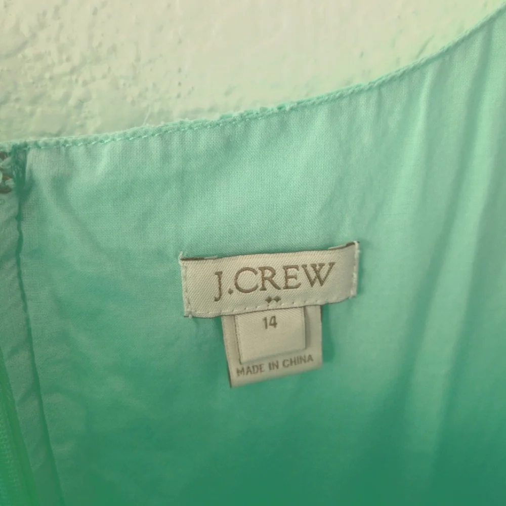 J. Crew Women's Mint Green Eyelet Fit & Flare Sleeveless Dress Size 14 | Spring - Picture 6 of 8